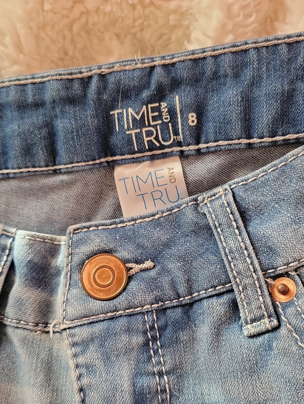 Time And Tru Denim Cuffed Long Length Denim Short
